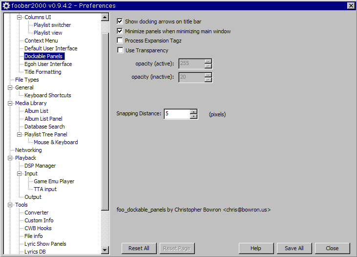 dockable columns ui panels 解説 - foobar2000 Wiki